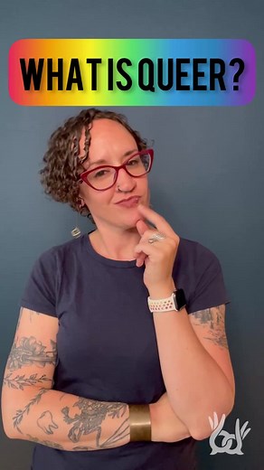 Queer is a word that describes sexual and gender identities other than straight and cisgender. 🏳️‍⚧️🏳️‍🌈 I often use this word because it encompasses a wide range of identities, and doesn’t risk excluding groups that the acronym may leave out. As for me personally, I use 'queer' because it implies a limitlessness to how I show and share my loving self to the world.☀️💞 What does queer mean to you?🌈 Video description: A white queer person, wearing a pair of red glasses, signing to the camera.