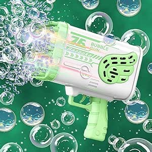 Bubble Makers, Upgraded 76-Hole Bubble Machine with Color Light, Bazooka Bubble Machine, Summer Toy Gift, Suitable for Children Adults, Indoor and Outdoor Birthday Wedding Party Events-Green