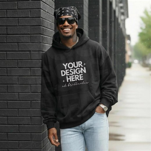 Black Oversized Hoodie Mockup, Streetwear Hoodie Template , Clothing Mockup Digital Download - Etsy