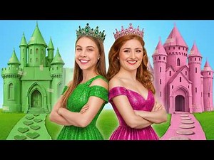 GREEN vs PINK Room Makeover ✨ Who Wins The CARDBOARD Castle Battle