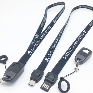 [Hot Item] USA Hot Selling Promotion Gift USB Multi Charging Cord Micro USB Type C 3 in 1 Lanyard USB Charger Cable with Sublimation Print