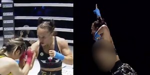 Bare-knuckle fighter flashes breasts at crowd after devastating KO victory