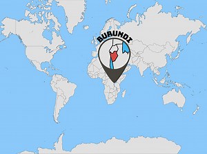 Burundi rSilhouette on Global world map with all continents europe,...