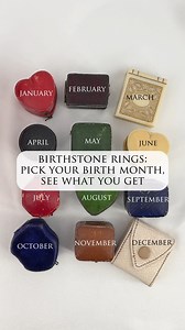 Birthstone Rings: Which is your favorite? Rings shown: January / Garnet: ad20636 February / Amethyst: ag22101 March / Aquamarine: ak20586 April / Diamond: ej21335 May / Emerald: ad21489 June / Pearl: ar22145 July / Ruby: pb23239 August / Peridot: rd24293 September / Sapphire: a23050 October / Opal: ac23938 November / Citrine: ab21309 December / Blue Zircon: an24614 #birthstones #birthstonering #gemstonerings #vintagerings | EraGem