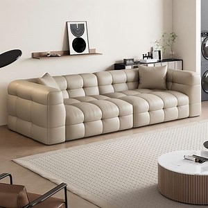 [Hot Item] Cotton Candy Sofas Italian Minimalist Antique Leather Art Leather Grey Sofa