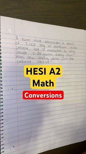 HESI A2 Math Word Problems and Conversions #hesi #hesia2 #hesiexam #prenursing #prenursingstudent