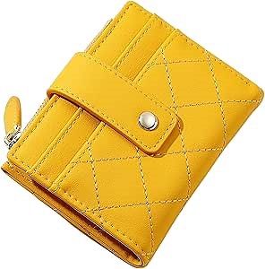 Wallets for Women Small Slim Bifold Credit Card Holder RFID Blocking Zipper Coin Pocket Ladies Mini Wallet Purse, B06-yellow, SWYX015