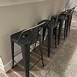 Tongli Metal Bar Stools Set of 4 Barstools Counter Height Bar Stools with Back Industrial Bar Stool Indoor Counter Stool Kitchen Island Stools Modern Bar Chair 26inch Silver