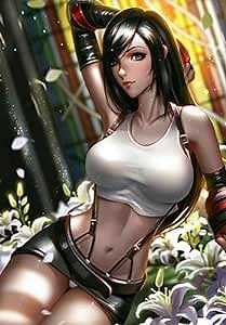 Final Fantasy Tifa Lockhart Iron Poster Wall Poster Plaque for Home Kitchen Bar Coffee Shop Christmas Painting Metal Plate 8x12 Inch