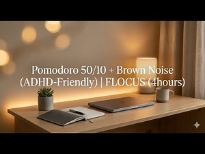 Pomodoro 50/10 + Brown Noise| Deep Focus, Flow State, Study, Work (No Vocals) | FLOCUS (4hours)