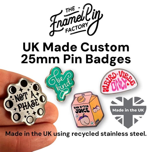 25mm CUSTOM Shaped Metal Lapel Pin Badge. Personalised With Your Own Design, Logo or Text. - Etsy UK