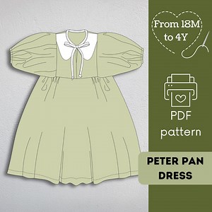 Dress Pattern With Peter Pan Collar. Easy to Sew. Sizes From 18 Months to 4years. Pattern is Made in English Language. - Etsy