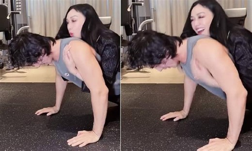 'Mỹ nhân gốc Việt' Chung Lệ Đề tình tứ nằm lên lưng chồng trẻ sau nghi vấn rạn nứt