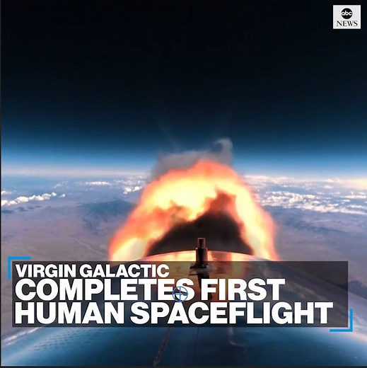 77K views · 898 reactions | BLAST OFF: Virgin Galactic made its first rocket-powered flight from New Mexico to the fringes of space in a manned shuttle, as the company moves toward offering tourist flights to the edge of the Earth's atmosphere. https://abcn.ws/3fexyIH | ABC News | Facebook