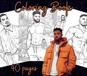 40 Men Coloring Pages | Men Coloring Book | 40 Page Adult Coloring Book Digital | Printable | Instant Download | Relax and Paint - Etsy