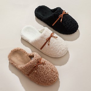 [Hot Item] Closed-Toe Machine Washable Ladies Soft Cotton Moccasin Style Slippers Hentol