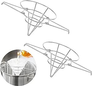Hicarer 2 Pcs Maple Syrup Filter with Folding Arms, 9 Inch Fryer Filter Stand Cone Filter Holder Cooking Oil Filter Strainer Maple Syrup Cone Filter Stand to Attach to Most Deep Fryers