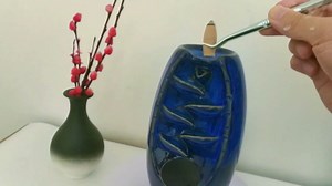 Ceramic Incense Burner with 120 Upgraded Cones, Waterfall Backflow Incense Holder, Incense Waterfall Burner，Aromatherapy Ornament, Zen Decor, Home Decor, Room Decor (Blue)