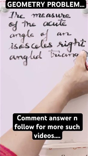 Isosceles right angled triangle measures | #educationalshorts #archanagodsepadwal #reasoning #educat