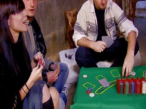 Husband cuckold loses playing poker and the prize is his wife fucking the player who wins