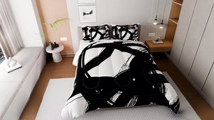 Feelyou Adults Black and White Comforter Set Twin Size 7 Pieces Comforters Modern StripeBedding Neutral Art Bed Set Bed in a Bag with Comforter, Sheets, Pillowcases & Cushion Covers