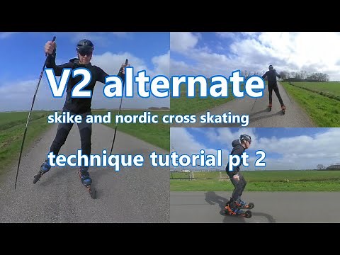 Skike and nordic cross skating technique tutorial part 2 - V2 alternate