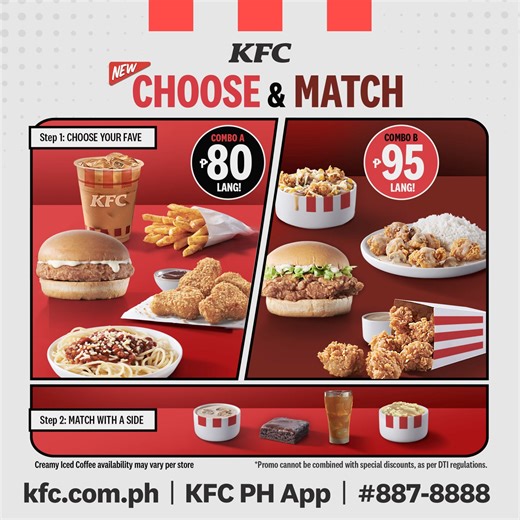 Satisfy your cravings with the NEW KFC Choose & Match! ✨ Choose your KFC fave then match it with a flavorful side. #SMCityRoxas #EverythingsHereAtSM | SM City Roxas