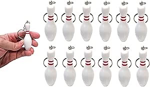 Bowling Pin Keychain (24 Pack) (3 Inches) Plastic Prize for Sport Events, Party Favor, Backpack, Bag (24)