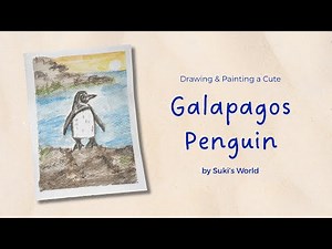 Drawing & Painting a Cute Galapagos Penguin with Watercolor Pencils! | Easy Art for Beginners