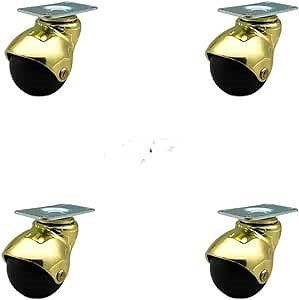 2 Inch Swivel Ball Caster Wheels for Furniture - Bright Brass Hooded Casters with Top Plate – Casters for Coffee Tables and Ottomans - 300 lbs. Total Capacity - Set of 4 – Service Caster Brand