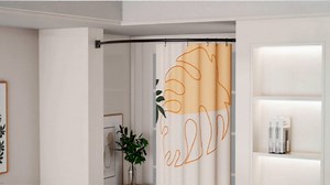 Curved Shower Curtain Rod, 35–76 Inches Adjustable Length, Round Curved Rods for Bathroom, Metal Rods & Brackets, Rust-Proof, Silver Shower Curtain Rod with Rotating Bracket, Requires Drilling