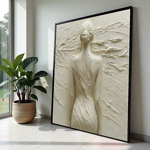 Print Art, Female Form Canvas, Abstract Body Art, Sculptural Wall Art, Beige Relief Painting, Wall Art Canvas Design, Ready to Hang - Etsy