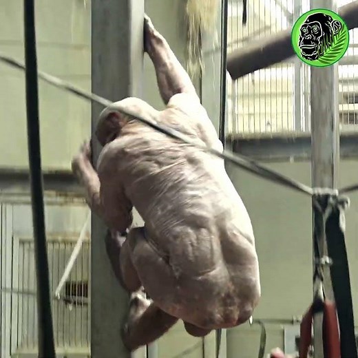 Hairless Chimp Jambo Climbing Down Pole #shorts #hairlesschimp