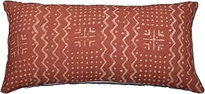 Trade Star Indian Cushion Cover Handwoven Oblong Pillow Case 100% Cotton Throw Pillow Cover Boho Luxury Living Room Decor Ethnic Rectangle Spring Pillow Case (Rust ALMA 12X24 INCHES)