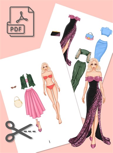 Printable Paper Doll With Outfits & Accessories | PDF File - Etsy