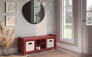 John Louis Home Solid Wood Open Top Storage Bench (Red Mahogany)