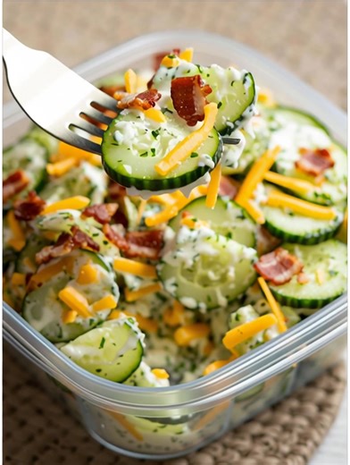 🥒🧀 A Snack That Hits the Spot 🧀🥒 Creamy, crunchy, and totally craveable—this quick cucumber snack is packed with flavor and ready in minutes! 🥓✨ Ingredients : * 2–3 cups sliced cucumbers * 1/2 cup shredded cheddar cheese * 1/3 cup cooked and crumbled bacon ...... Full Recipe in Coʍmеոτ 💬 | Delicious Basics