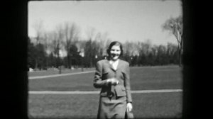 Woman smoking cigarette in public park
