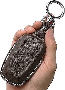nousson for Ford Leather Key Fob Cover with Keychain Compatible with Ford Explorer Mustang Edge F150 F350 F450 F550 Smart Key (Dark Brown)