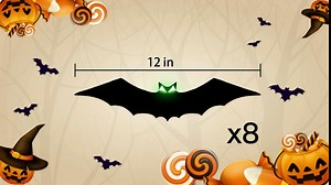 16PCS Halloween Outdoor Lawn Decorations Scary Bats with Glowing Eyes Hanging Yard Tree Sign