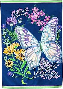 Evergreen Flag Butterfly Meadow Garden Linen Flag 12.5 x 18 Inch Double Sided Durable Outdoor Flag For Homes and Gardens