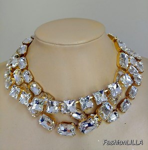 Large Diamond Necklace, Maximalist Layered Choker, Mother of Bride Jewellery - Etsy Canada