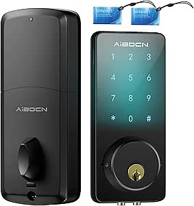 Aibocn Keyless Door Lock - Fingerprint, Smart Lock, Touchscreen - Black