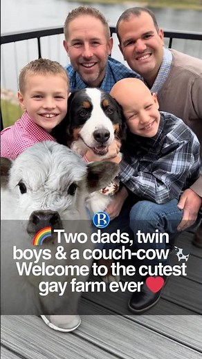 🌈 Two dads, twin boys & a couch-cow 🐄 Welcome to the cutest gay farm ever ❤️ #lgbtq