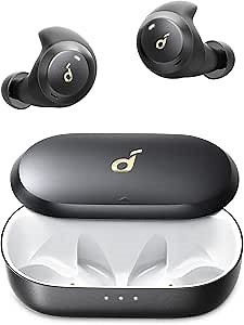 Soundcore by Anker Spirit Dot 2 True Wireless Earbuds, Deep Bass, IPX7 Waterproof, Sweatproof, 16H Playtime, Fast Charge, Comfortable AirWings, Bluetooth 5, Sports Earphones, Workout, Gym, Jogging