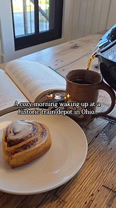 Cozy mornings at our historic train depot stay 🚂 📍 Athens County, Ohio Book a stay and find more information at hideawayonthehocking.com Some history- This original 1890 train depot started its journey in Millersport, Ohio and made a stop in Carroll for a decade before making its way to its final destination, Hideaway on the Hocking. With much of the authentic wood walls, floors and sliding doors still in place, she offers a glimpse into the past! The perfect place to spend a nostalgic Christm