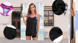 Watch Aleumdr Women Striped Printed Tankini Top with Shorts on Amazon Live
