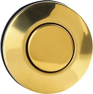 CLEESINK Garbage Disposal Switch, Cordless Air On Off Kit for Food Waste Disposer, Polished Gold, LONG 3.5" Sink Top Push Button