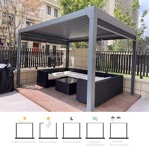 [Hot Item] Remote Control Retractable Opening Louver Roof Aluminium Pergola with Infrared Heater