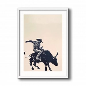 Cowboy Bull Rider Art Print, Western Rodeo Poster, Large Wall Art - Etsy